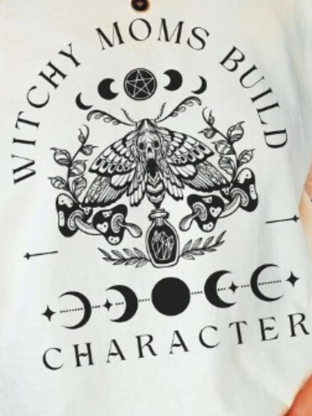 Witchy Moms Moth Moon Phase T-Shirt, Goth Mama Gift - Picture 2 of 4